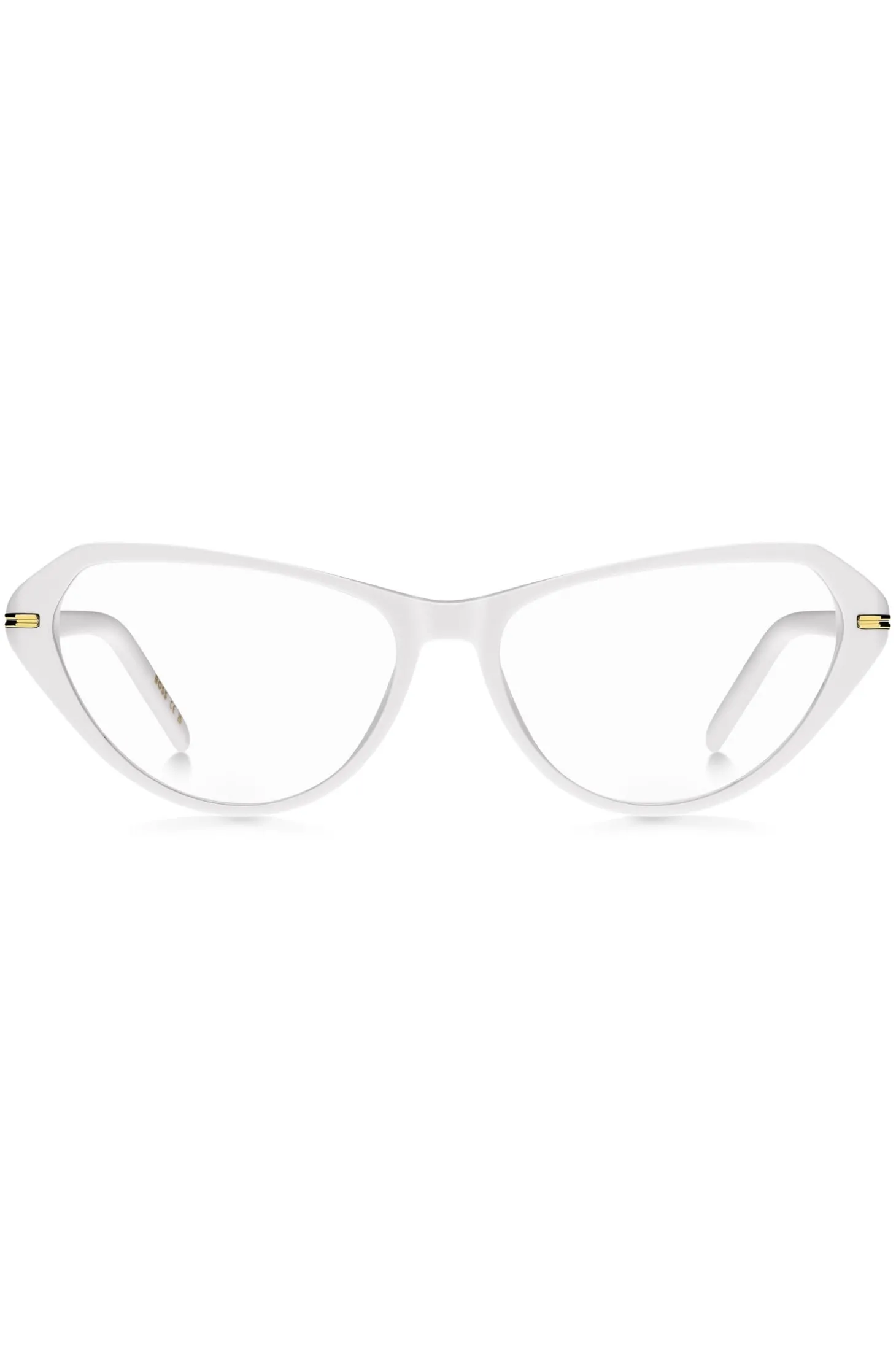Brillenfassung aus weißem Acetat mit goldfarbenen Metalldetails