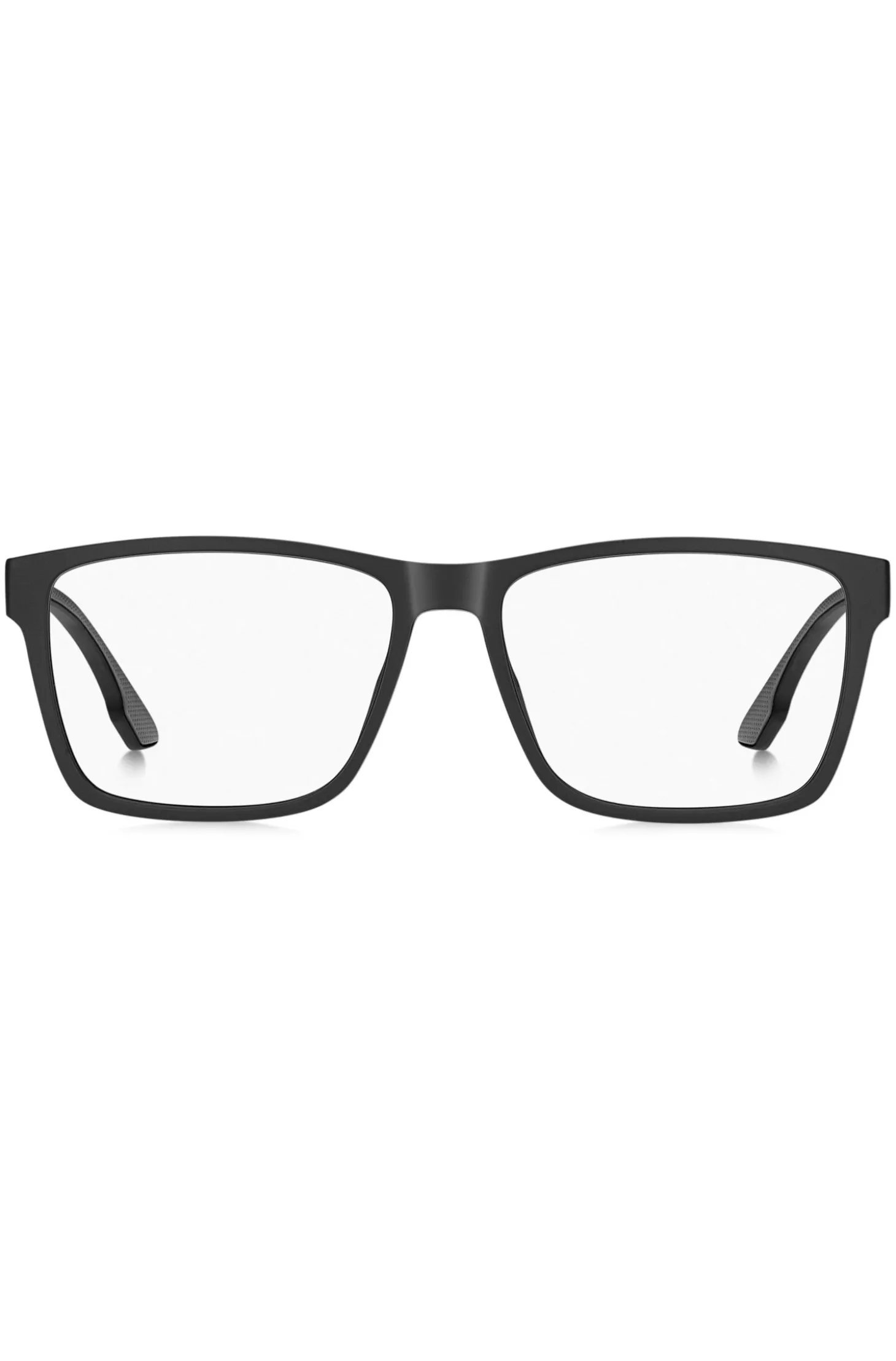 Brillenfassung in mattem Schwarz mit Logoplakette