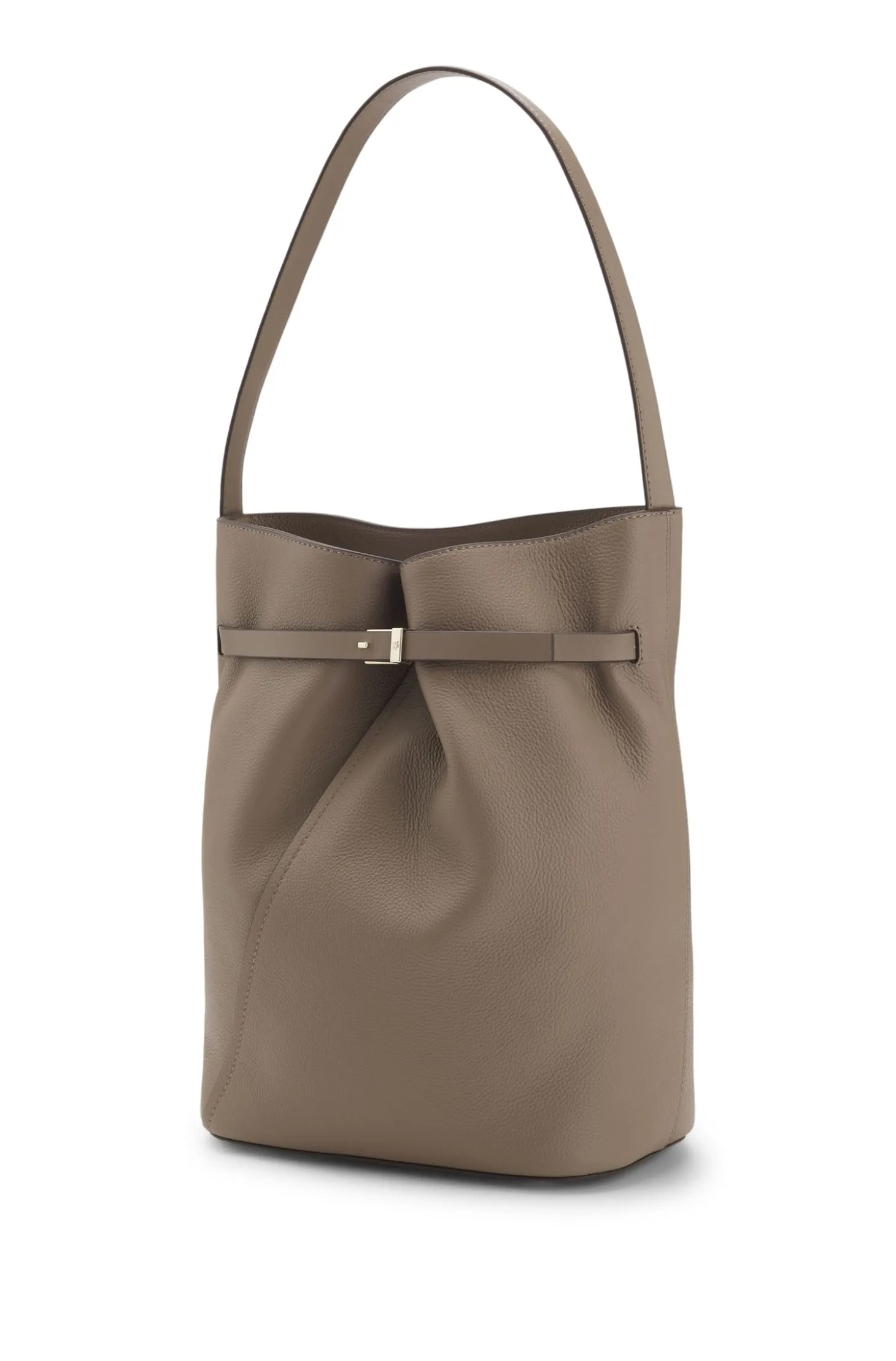 Bucket Bag aus Leder mit goldfarbenen Metalldetails