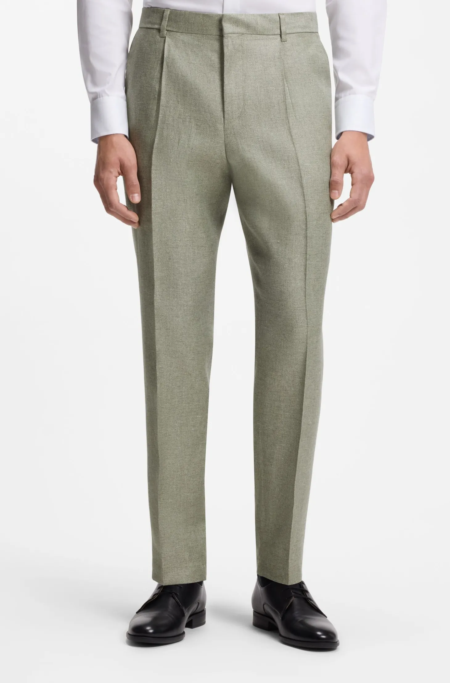 Bundfaltenhose aus Leinen-Mix