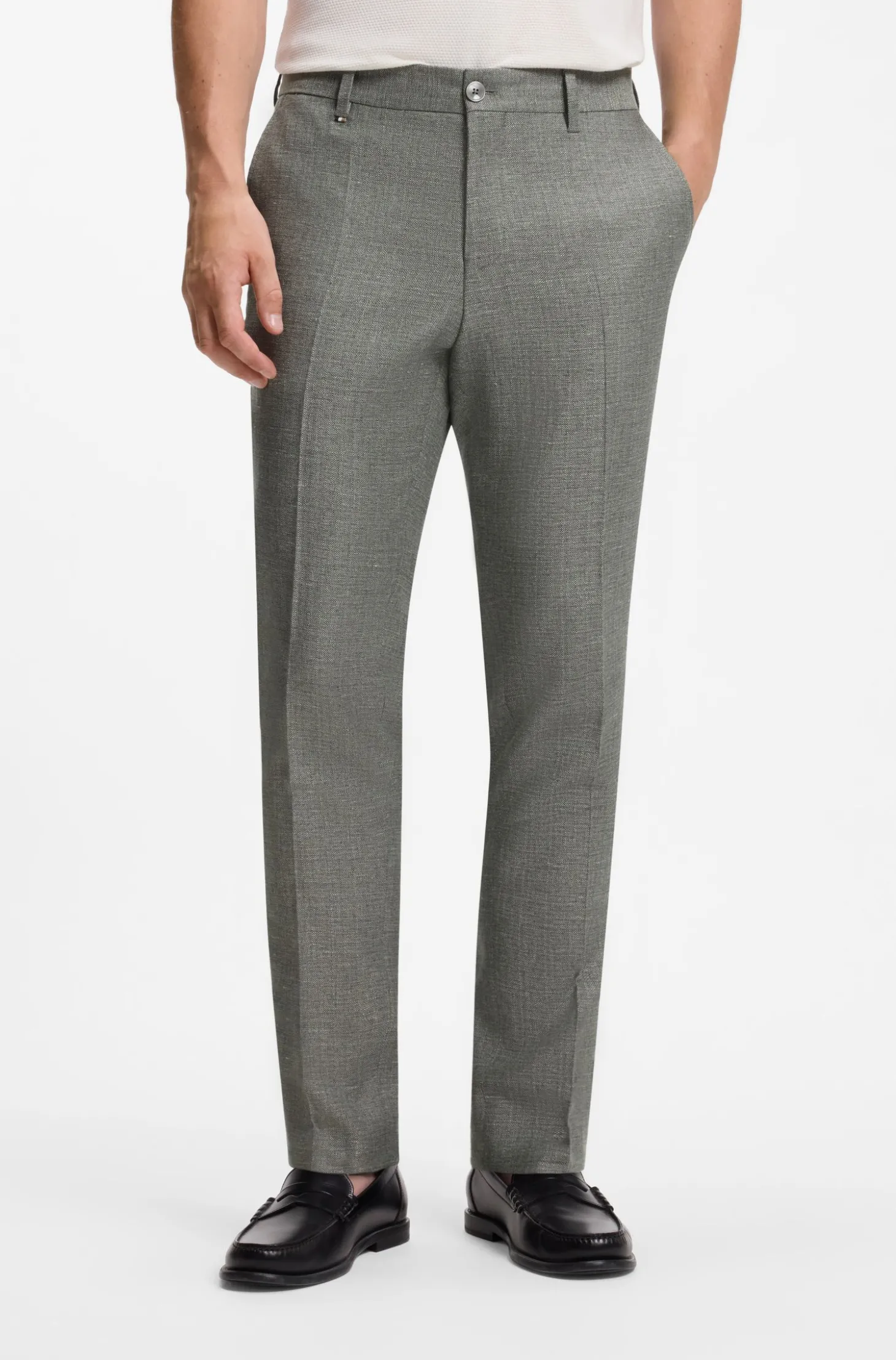 Business-Hose aus filigran gemustertem Stretch-Gewebe