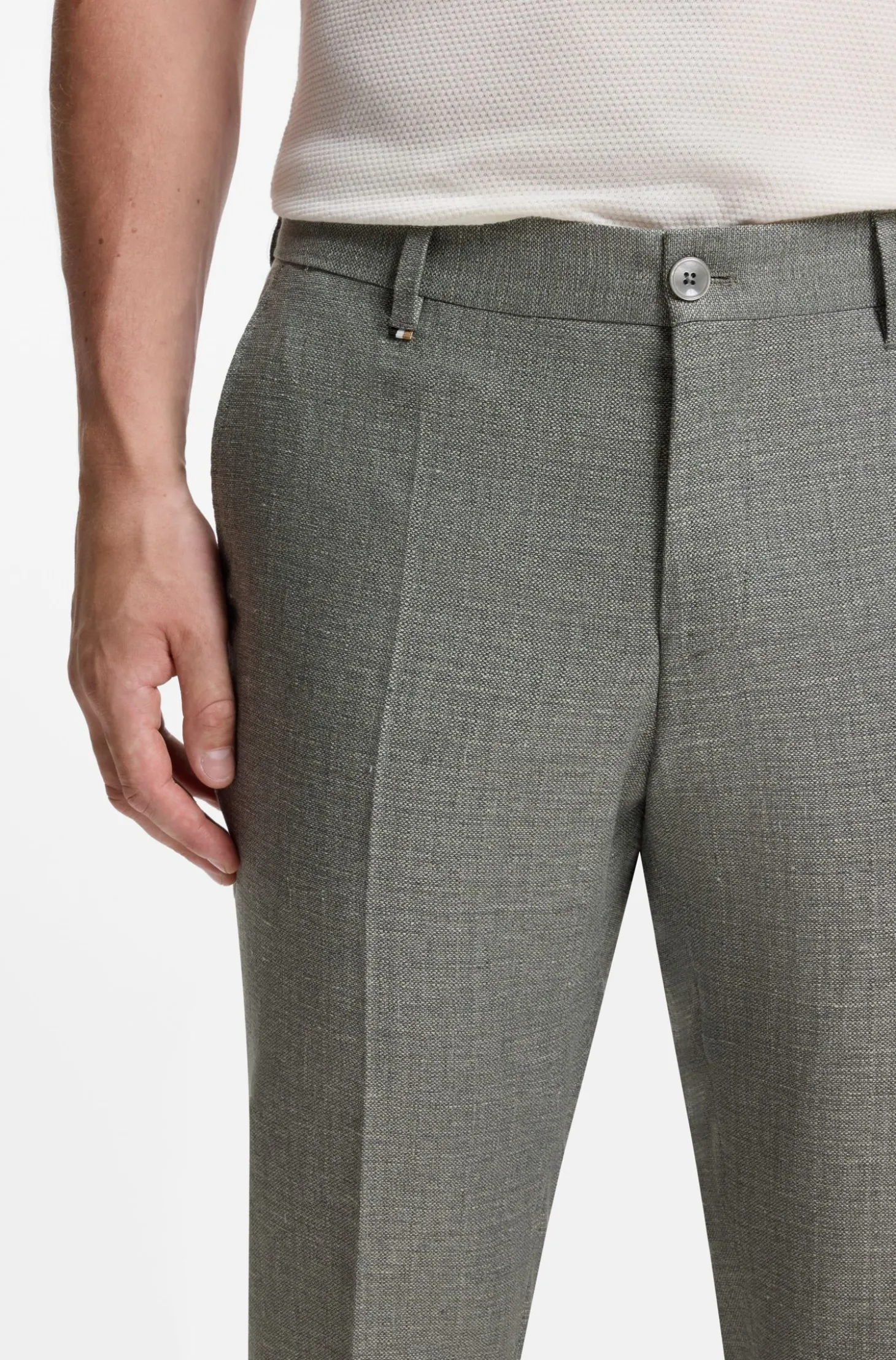 Business-Hose aus filigran gemustertem Stretch-Gewebe