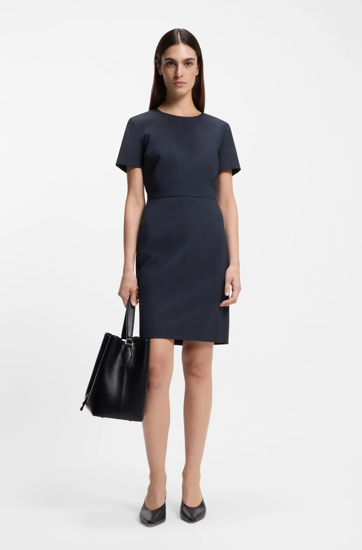 Business-Kleid aus melierter Schurwolle