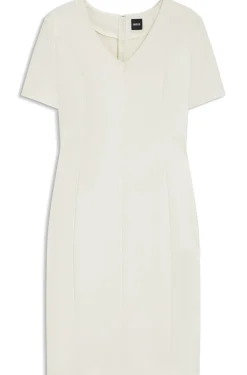 Business-Kleid mit V-Ausschnitt und Nahtdetails