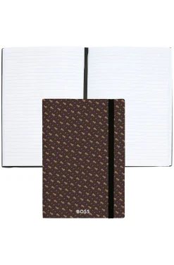Camelfarbenes DIN-A5-Notizbuch mit Monogramm-Muster
