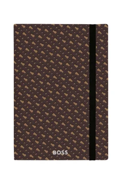 Camelfarbenes DIN-A5-Notizbuch mit Monogramm-Muster