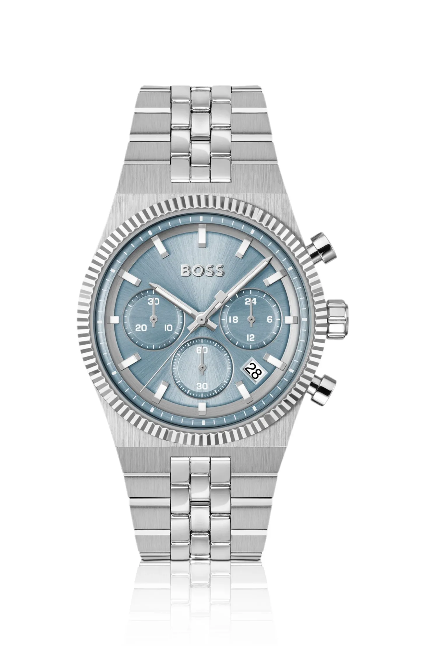 Candor Chronograph mit geriffelter Lünette und blauem Zifferblatt