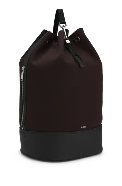 Canvas-Beuteltasche mit Besätzen in Leder-Optik