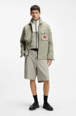 Canvas-Overshirt aus Baumwoll-Mix mit Reißverschluss und Logo-Label
