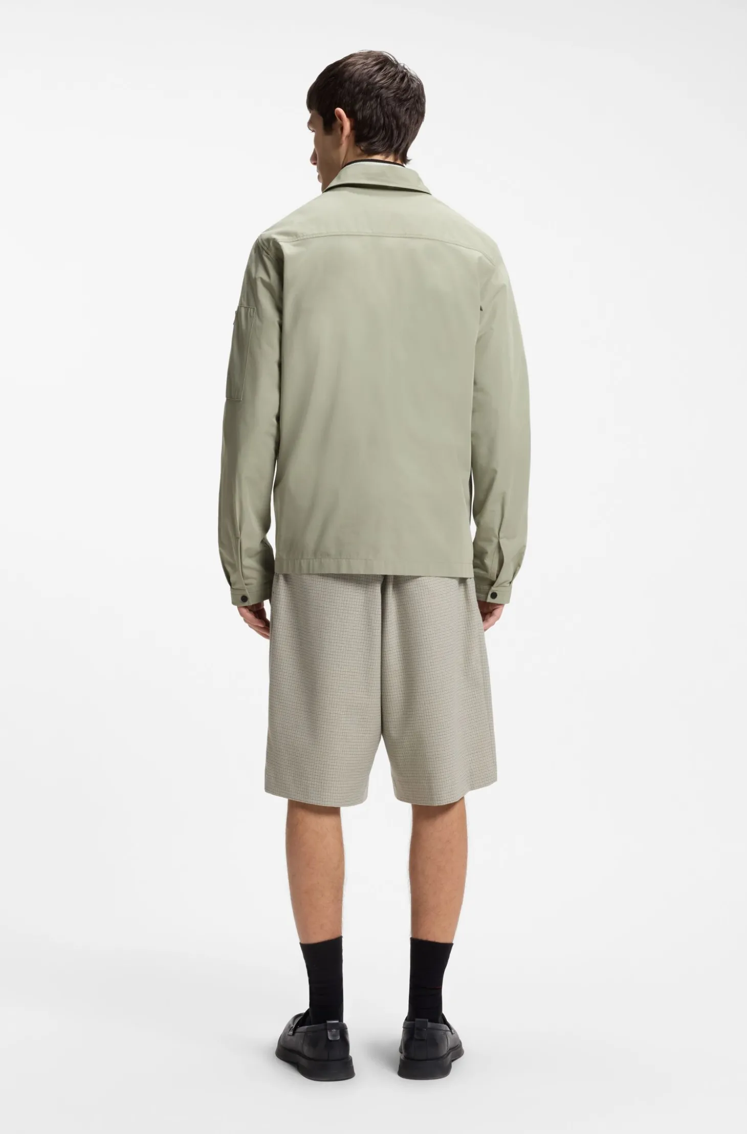 Canvas-Overshirt aus Baumwoll-Mix mit Reißverschluss und Logo-Label