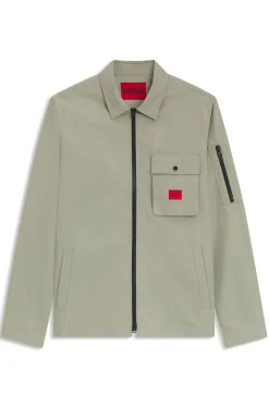 Canvas-Overshirt aus Baumwoll-Mix mit Reißverschluss und Logo-Label