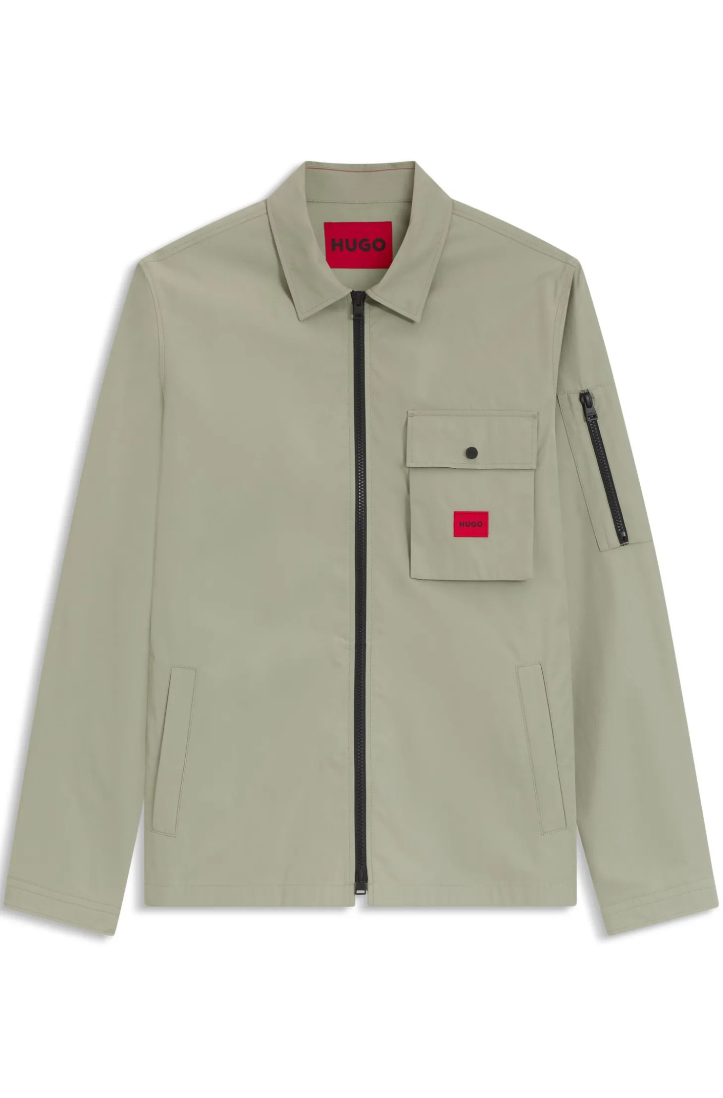 Canvas-Overshirt aus Baumwoll-Mix mit Reißverschluss und Logo-Label