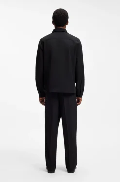Canvas-Overshirt aus Baumwoll-Mix mit Reißverschluss und Logo-Label