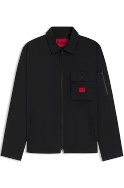 Canvas-Overshirt aus Baumwoll-Mix mit Reißverschluss und Logo-Label