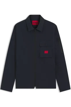 Canvas-Overshirt aus Baumwoll-Mix mit Reißverschluss und Logo-Label