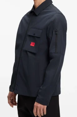 Canvas-Overshirt aus Baumwoll-Mix mit Reißverschluss und Logo-Label