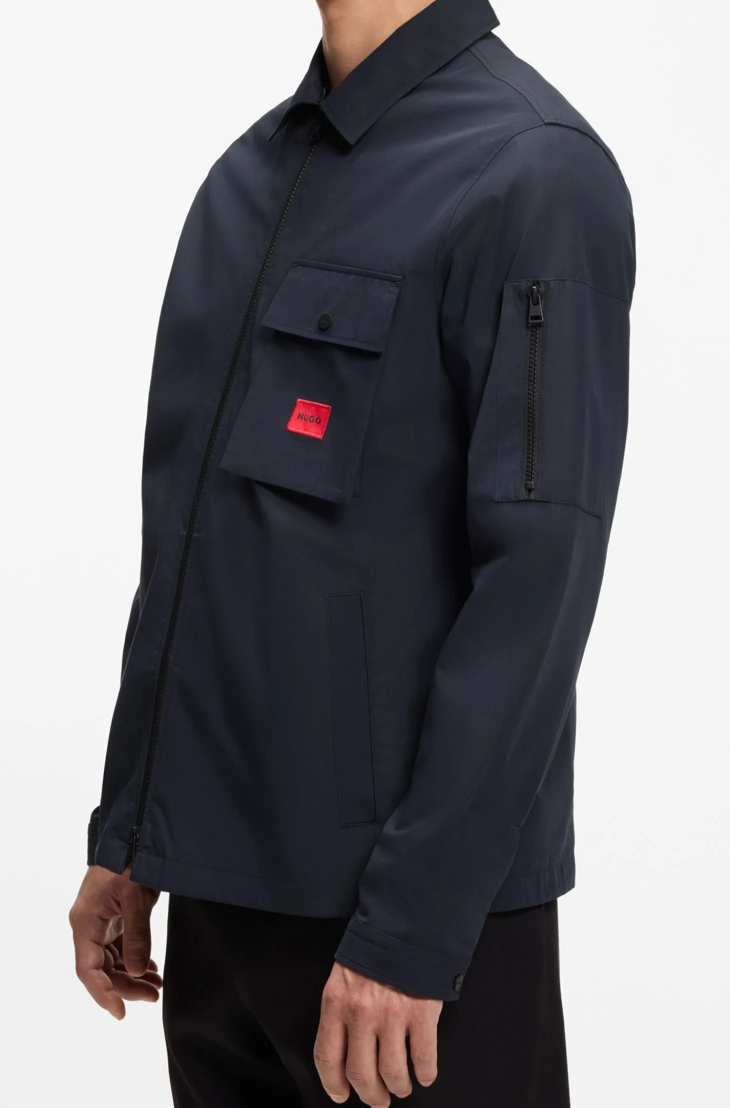 Canvas-Overshirt aus Baumwoll-Mix mit Reißverschluss und Logo-Label