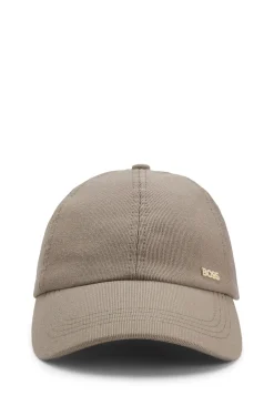 Cap aus Baumwoll-Mix mit Cordstruktur und Metall-Logo
