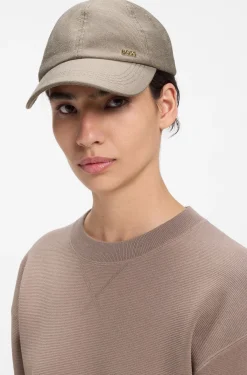 Cap aus Baumwoll-Mix mit Cordstruktur und Metall-Logo