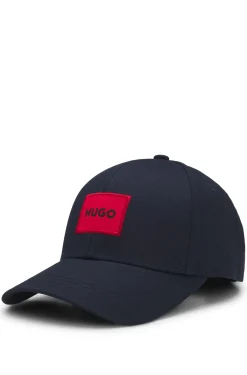 Cap aus Baumwoll-Twill mit rotem Logo-Label