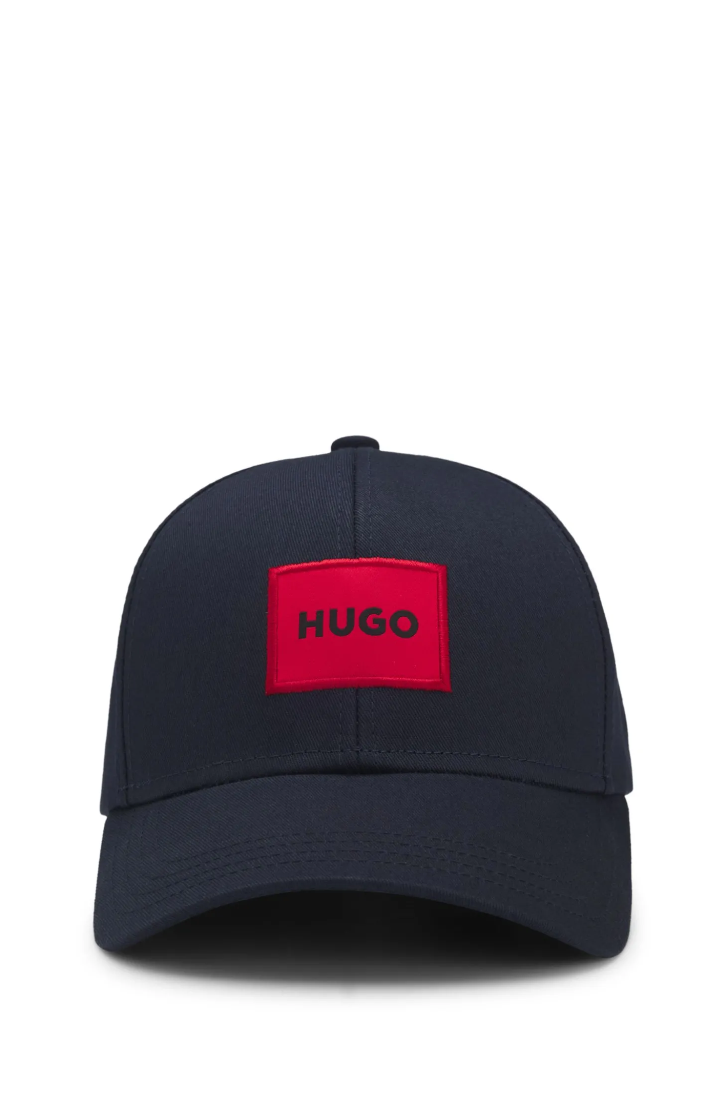 Cap aus Baumwoll-Twill mit rotem Logo-Label