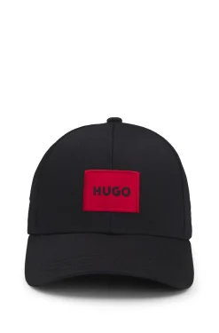Cap aus Baumwoll-Twill mit rotem Logo-Label