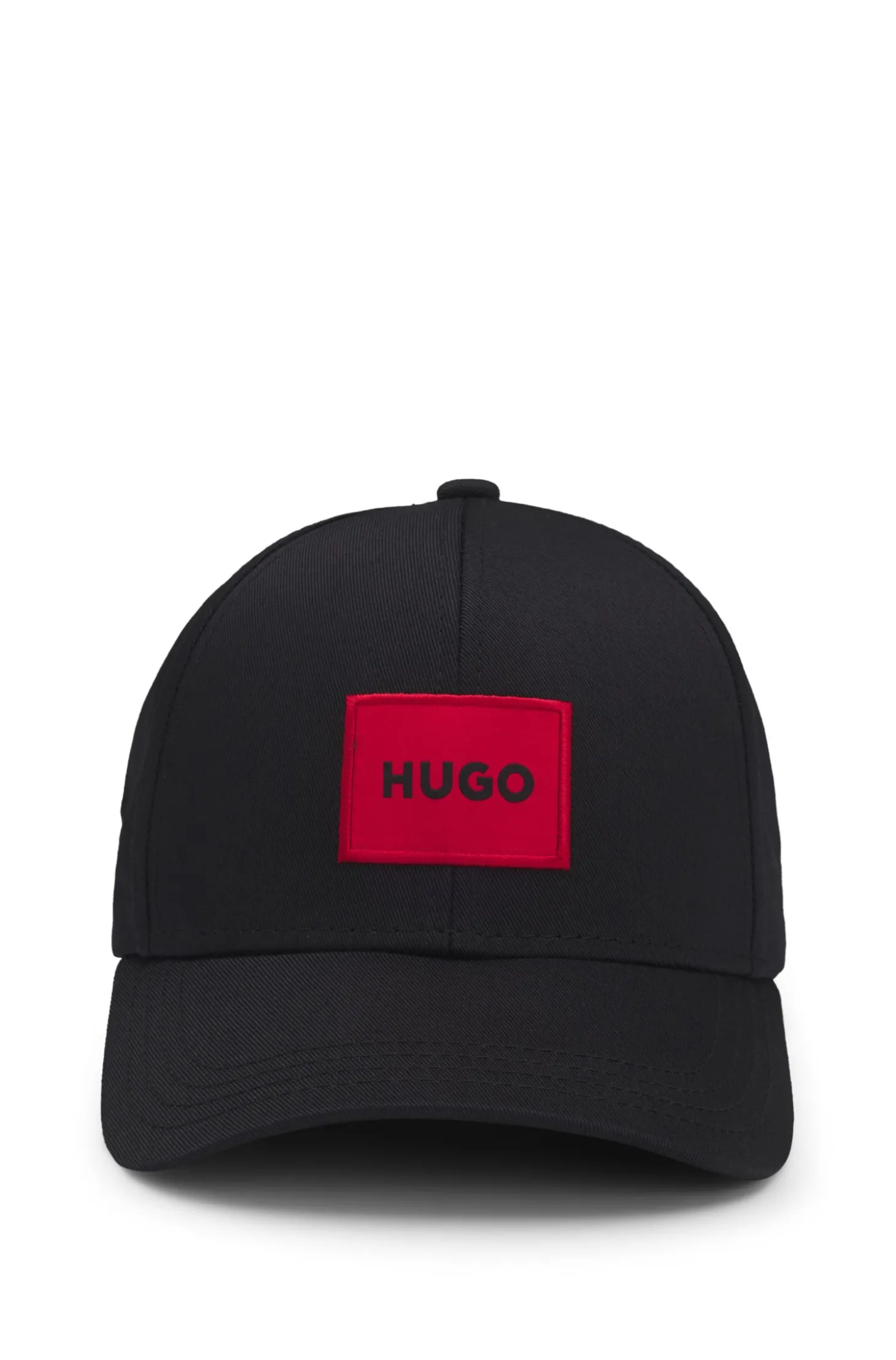 Cap aus Baumwoll-Twill mit rotem Logo-Label