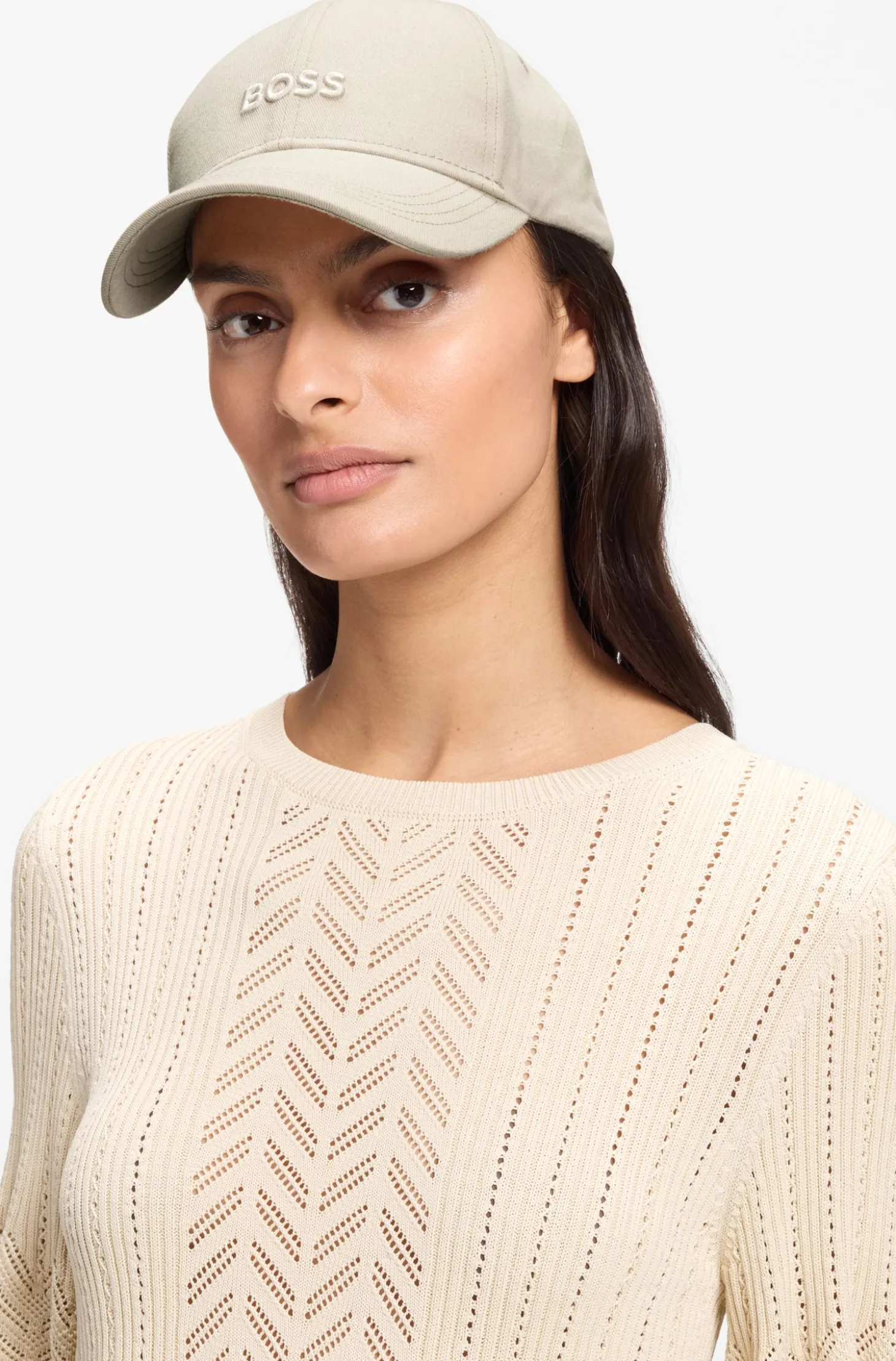 Cap aus Baumwoll-Twill mit tonaler Logo-Stickerei