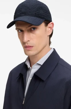 Cap aus Seersucker-Stretch-Baumwolle mit metallenen Logo-Buchstaben