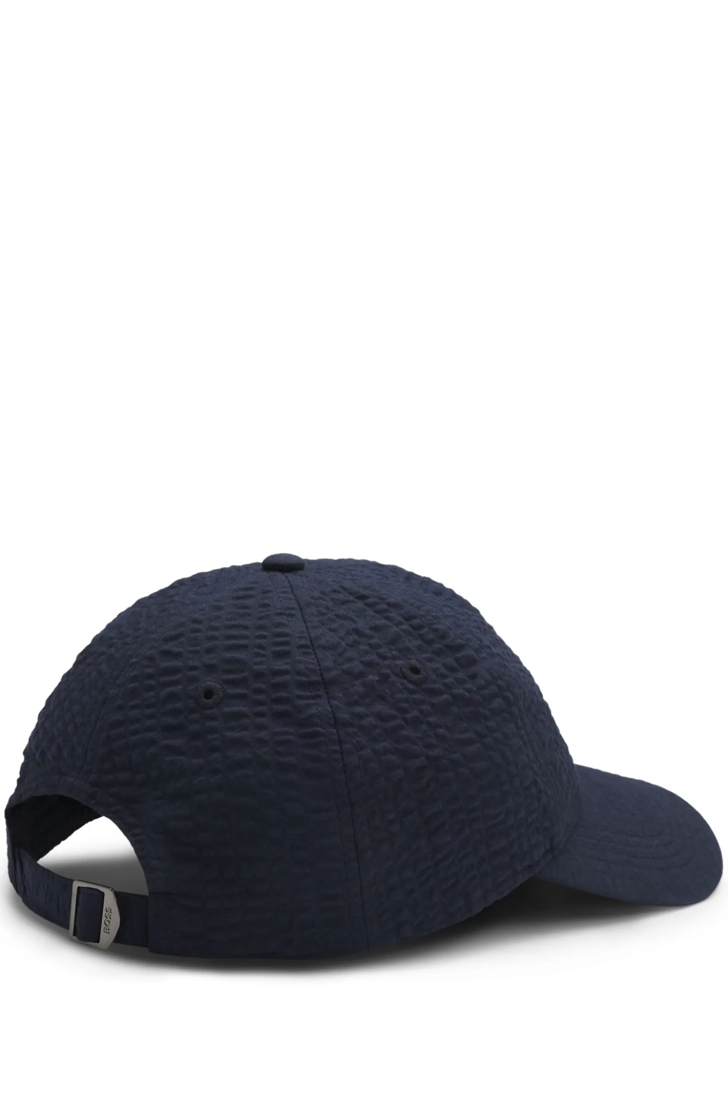 Cap aus Seersucker-Stretch-Baumwolle mit metallenen Logo-Buchstaben