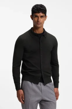 Cardigan aus Schurwolle mit Polokragen
