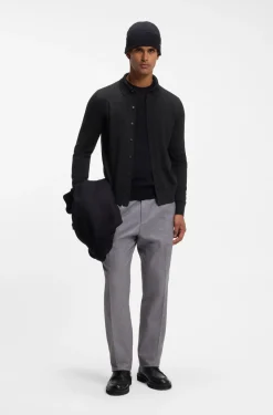 Cardigan aus Schurwolle mit Polokragen