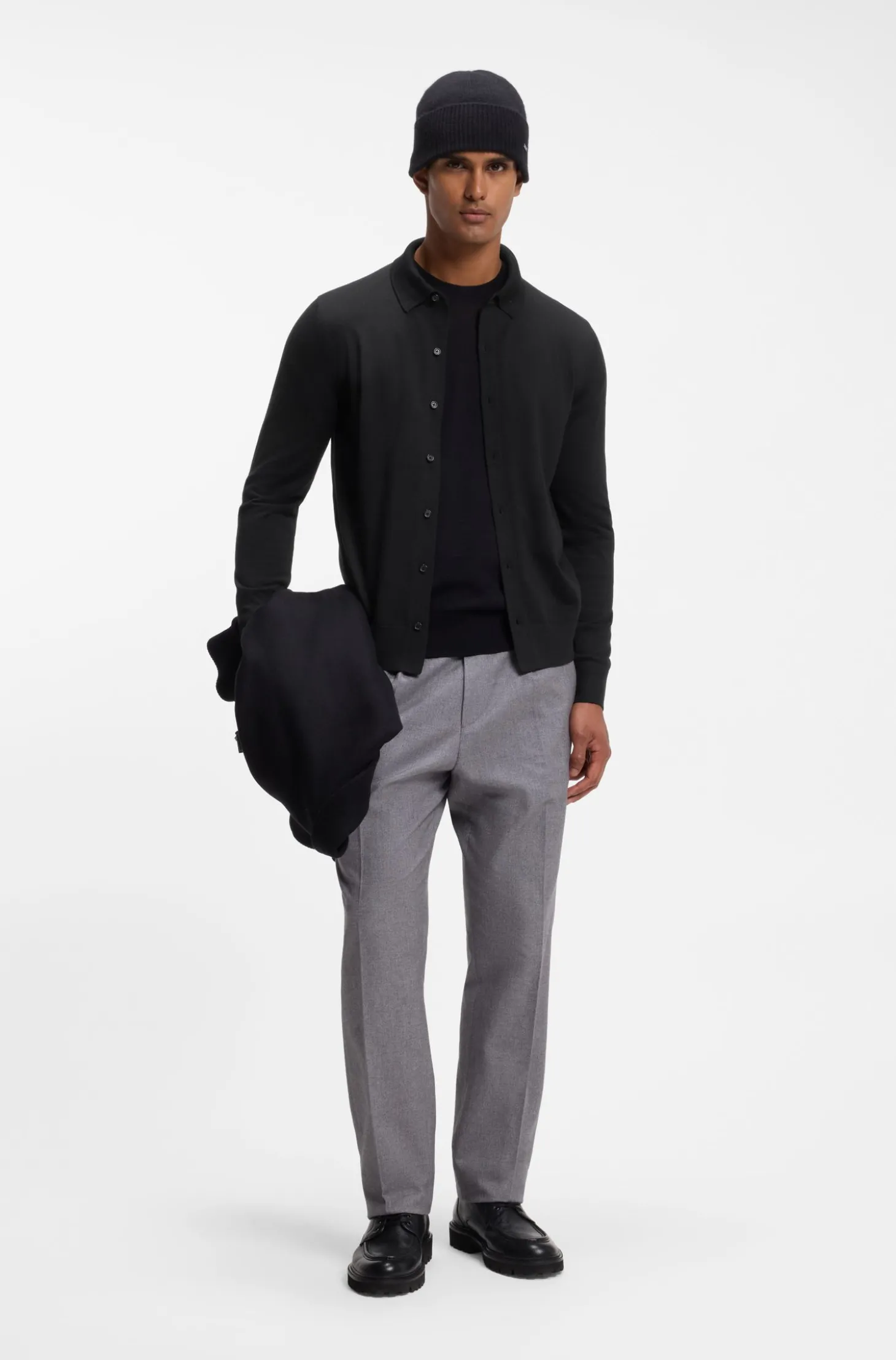 Cardigan aus Schurwolle mit Polokragen