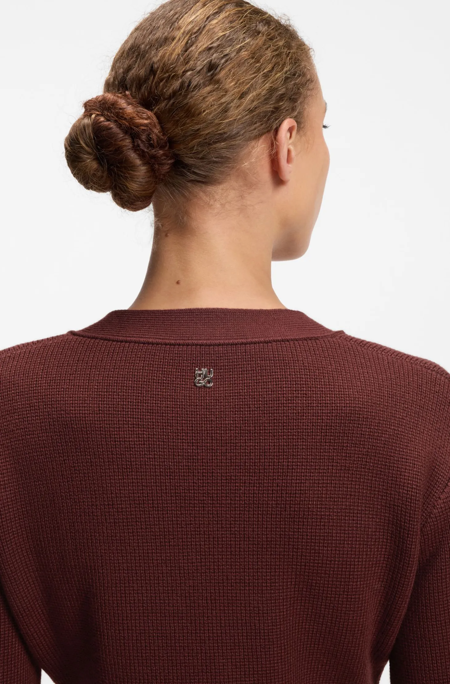 Cardigan aus Woll-Mix mit Logo-Niete