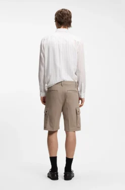 Cargo-Shorts aus Stretch-Baumwolle mit Bundfalten vorn