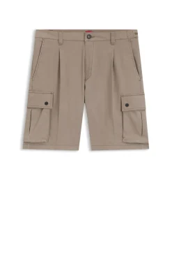 Cargo-Shorts aus Stretch-Baumwolle mit Bundfalten vorn