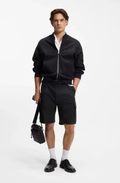 Cargo-Shorts aus Stretch-Baumwolle mit Bundfalten vorn