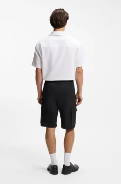 Cargo-Shorts aus Stretch-Baumwolle mit Bundfalten vorn