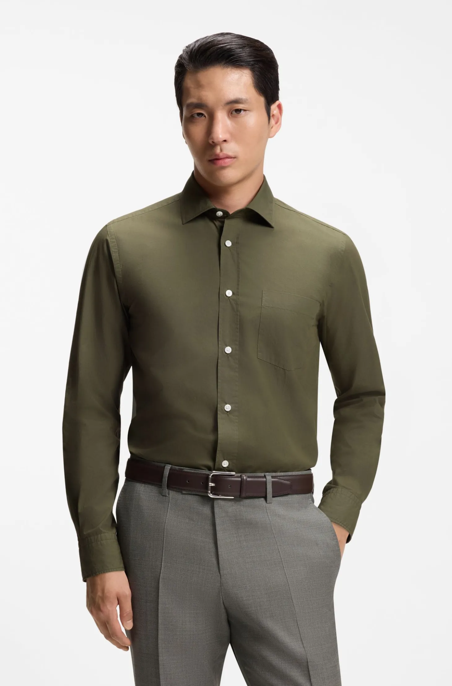 Casual-Fit Hemd im Heritage-Stil aus Baumwoll-Popeline