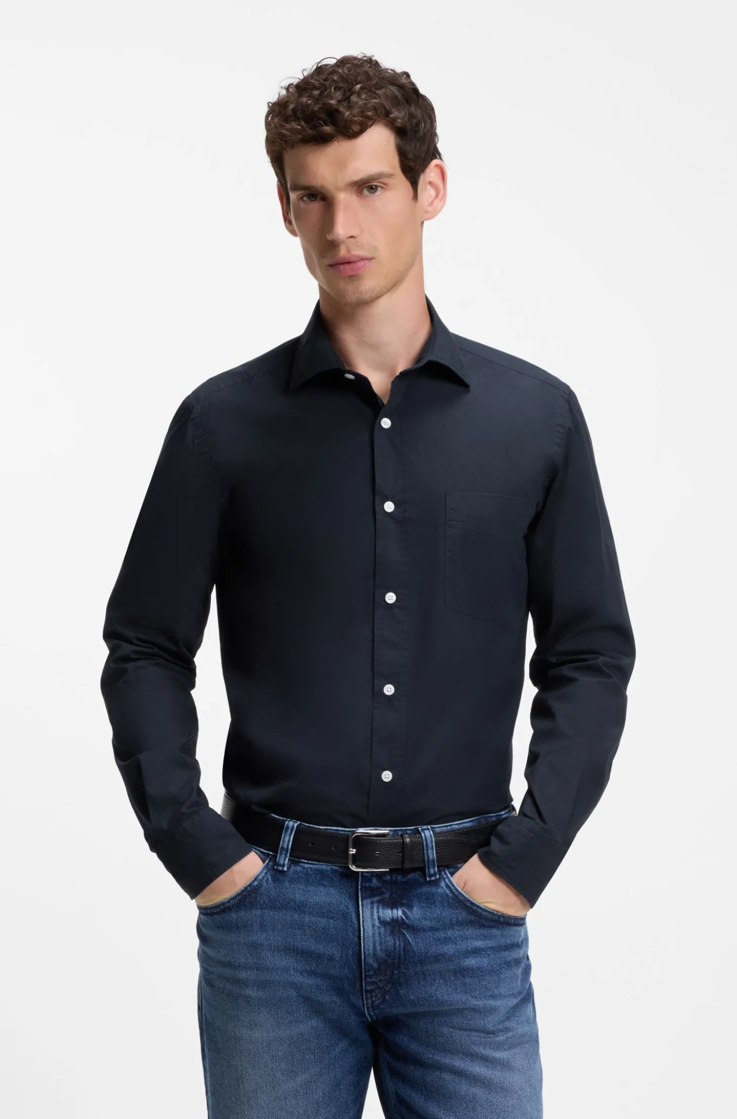 Casual-Fit Hemd im Heritage-Stil aus Baumwoll-Popeline