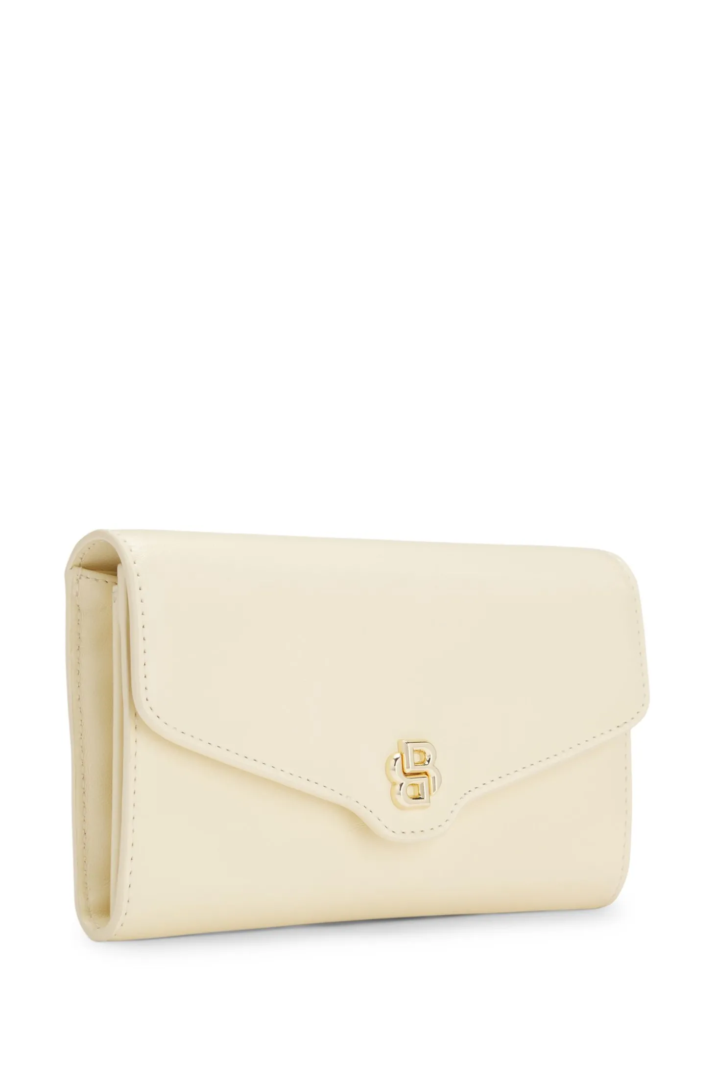 Clutch aus Leder mit Metall-Logo im Double-B-Monogramm