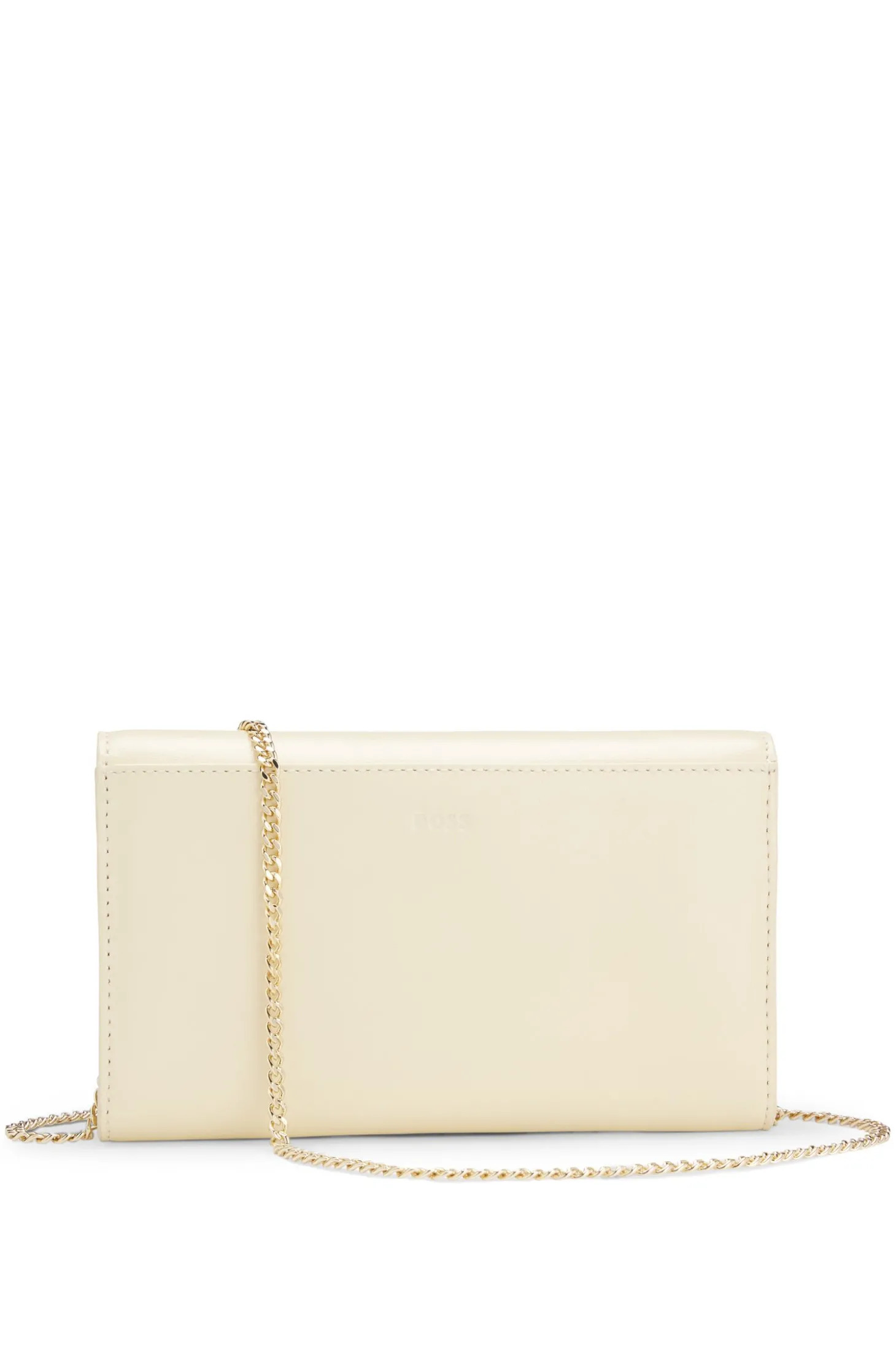 Clutch aus Leder mit Metall-Logo im Double-B-Monogramm