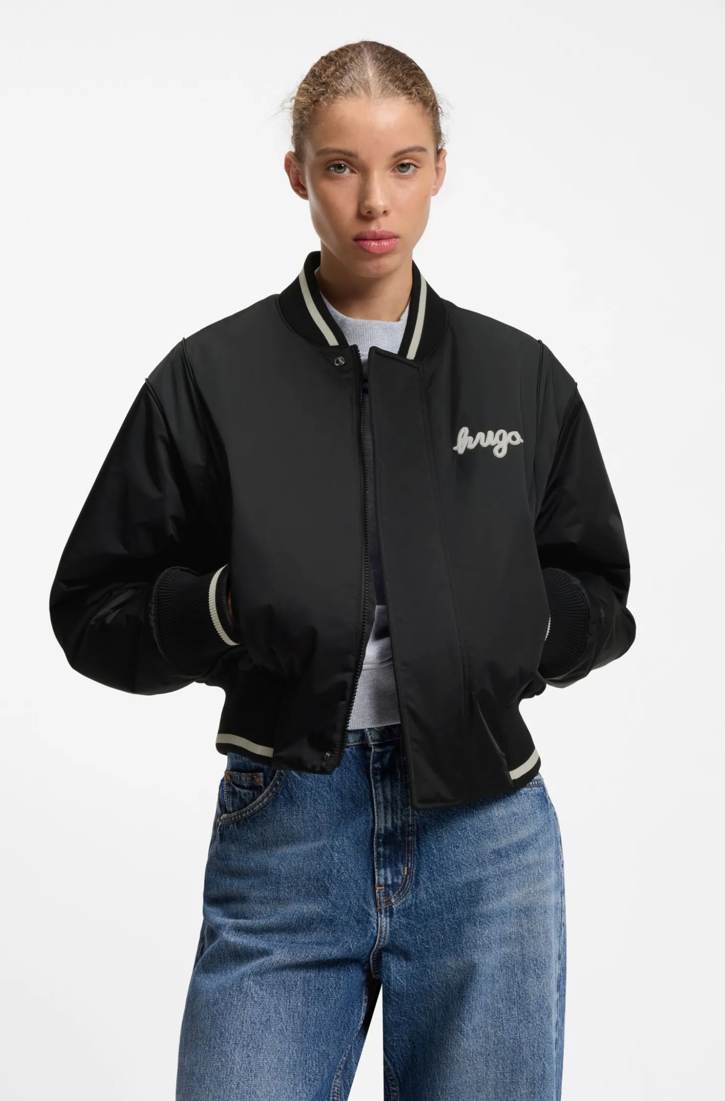 College-Blouson aus Satin mit komfortabler Wattierung