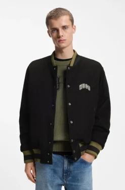 College-Jacke aus Baumwoll-Cord mit Logo-Patch