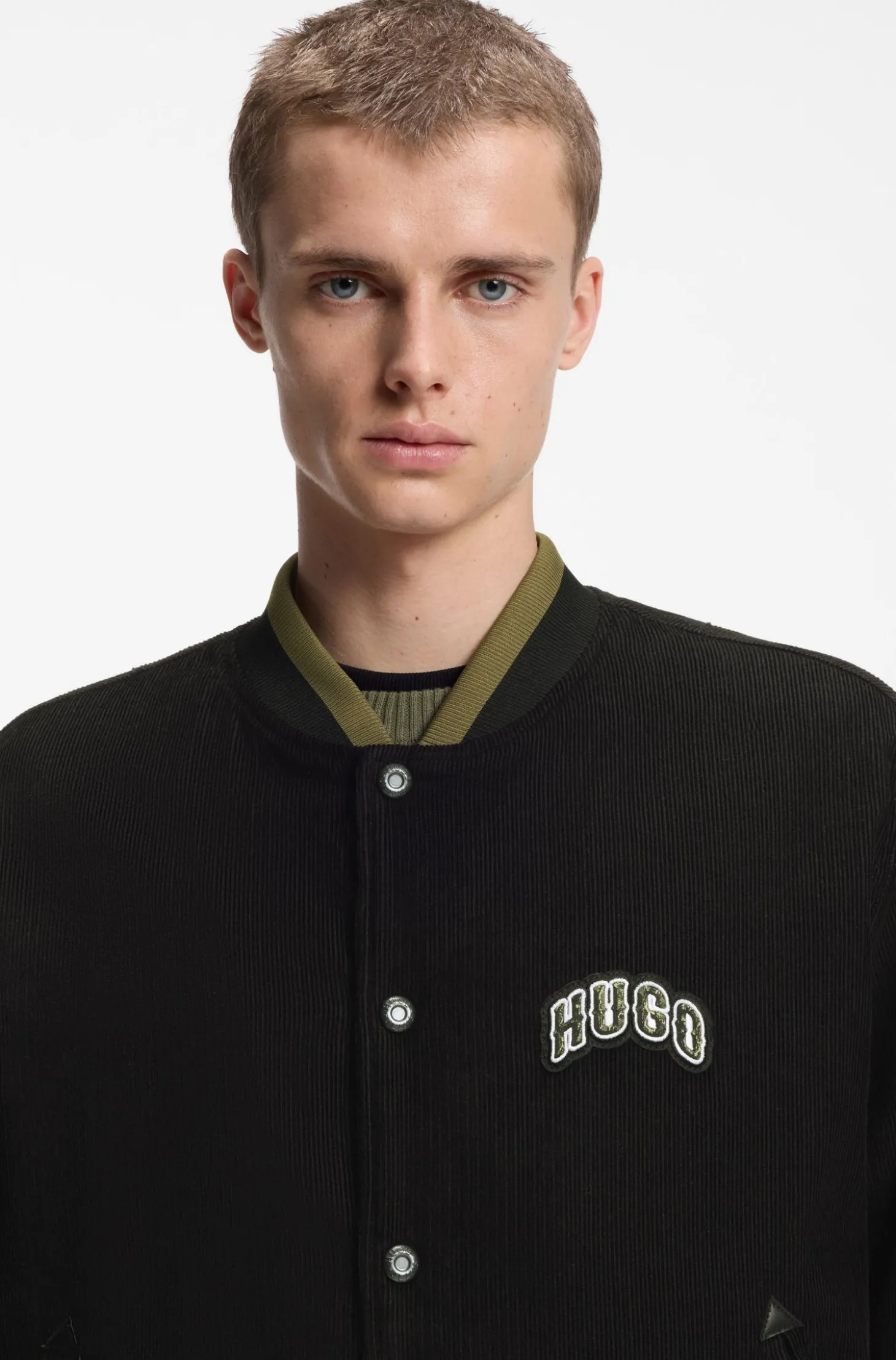 College-Jacke aus Baumwoll-Cord mit Logo-Patch