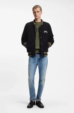 College-Jacke aus Baumwoll-Cord mit Logo-Patch
