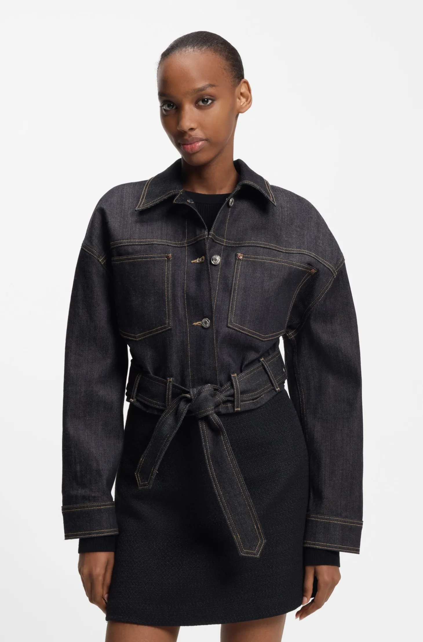 Cropped-Jacke aus japanischem Selvedge-Denim