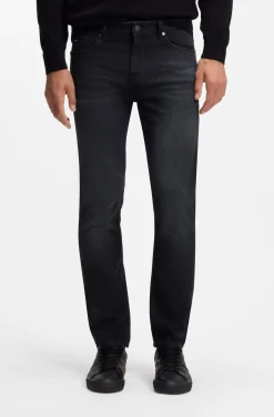 Delaware Schwarze Slim-Fit Jeans aus besonders softem italienischem Denim