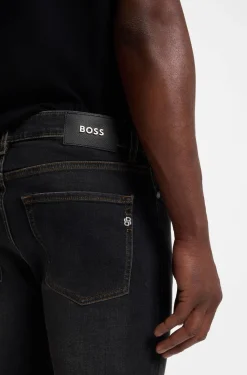 Delaware Schwarze Slim-Fit Jeans aus elastischem Baumwoll-Mix