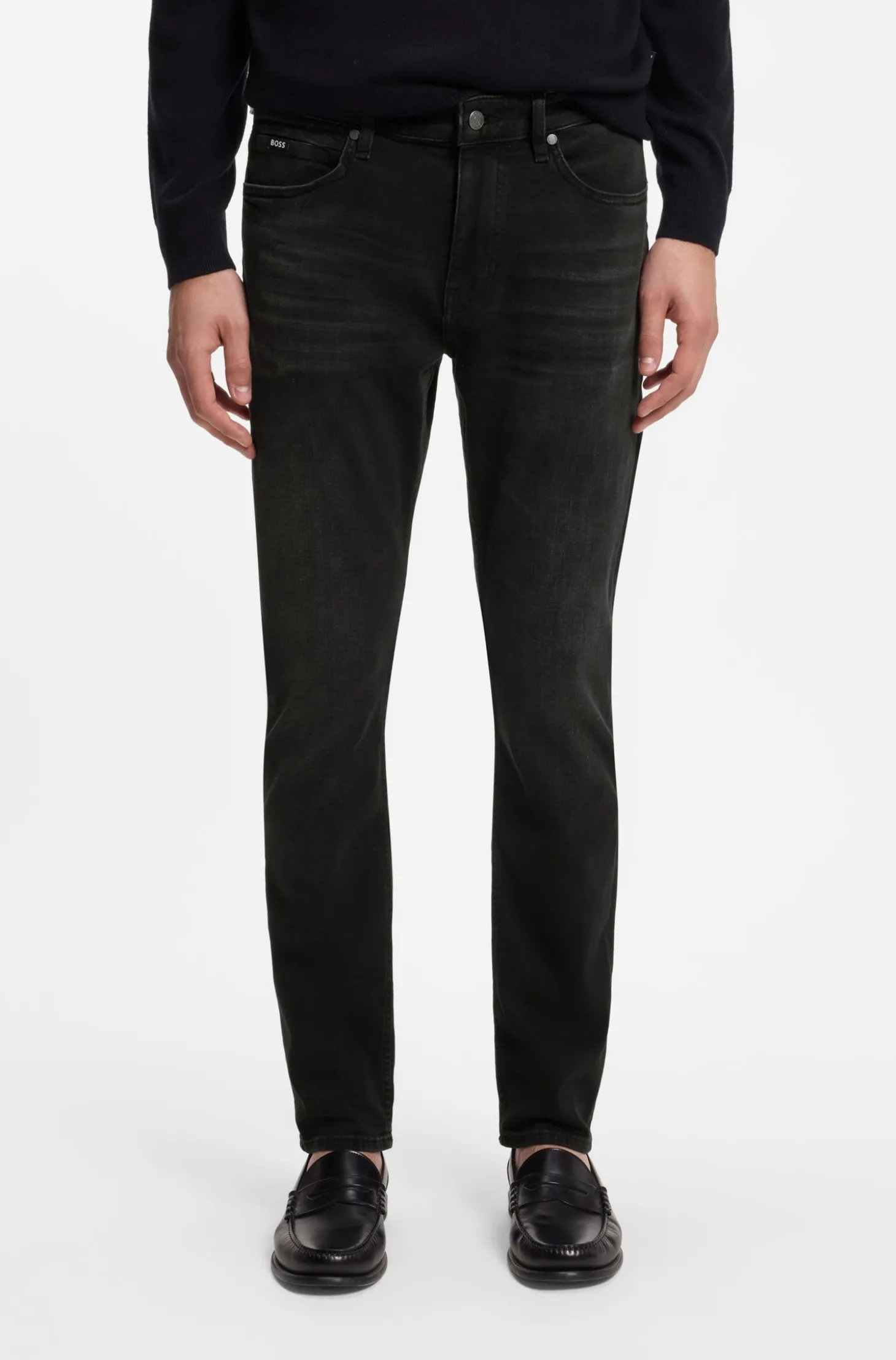 Delaware Slim-Fit Jeans aus schwarzem Stretch-Denim